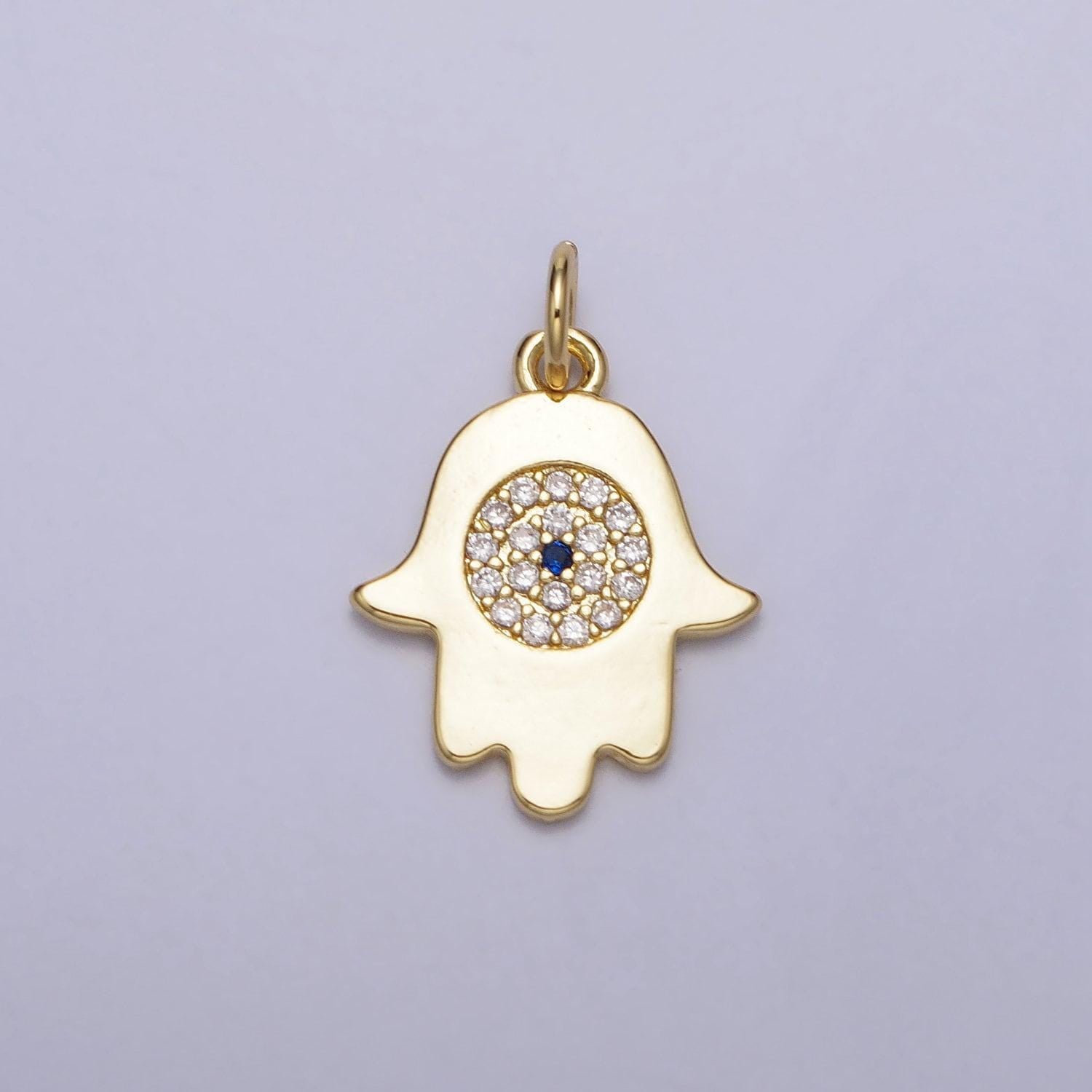 Mini hamsa hand charm with cz stone lead nickel free 24k gold plated brass cubic zirconia necklace bracelet jewelry making ac217