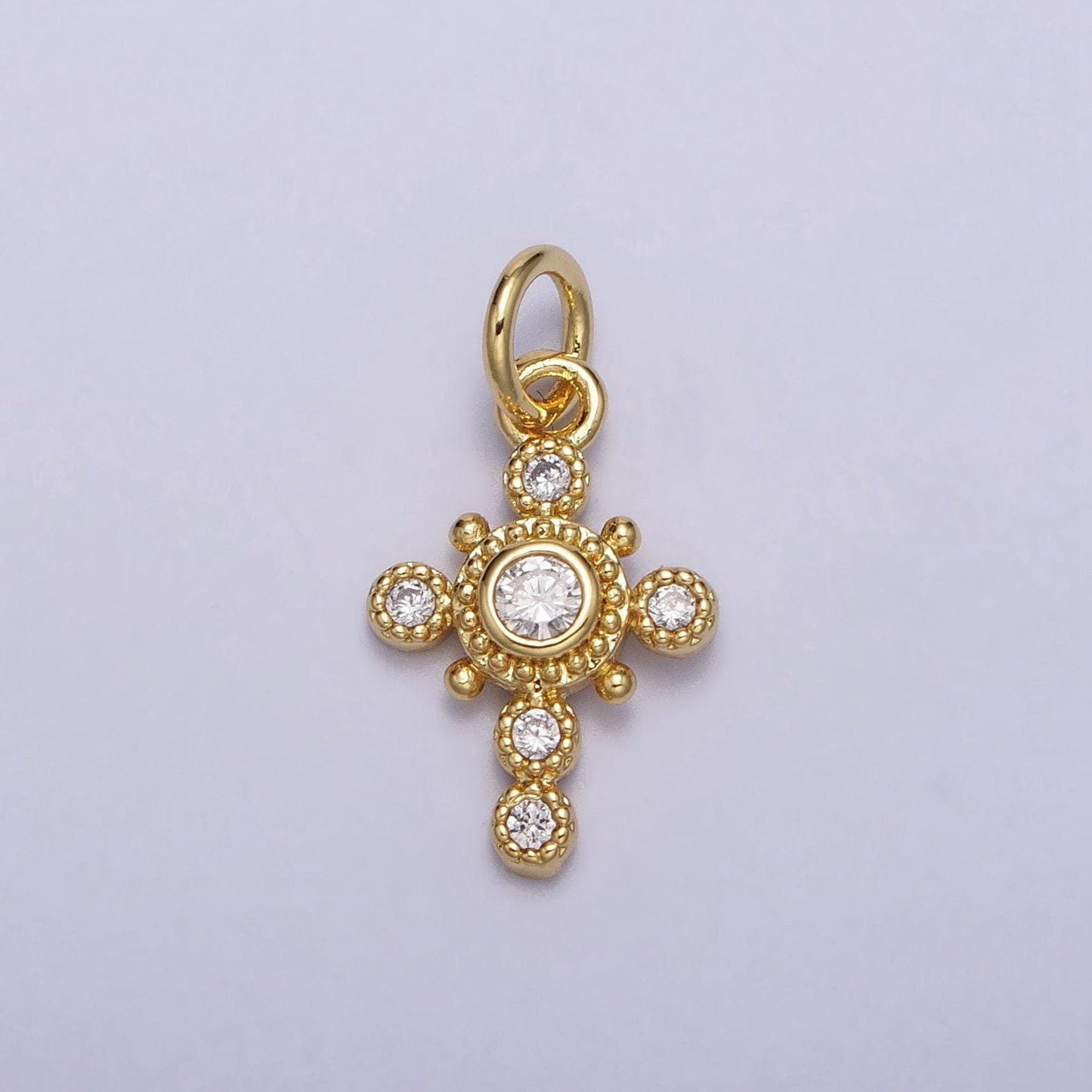 Mini gold cross charm tiny religious pendant ac-214