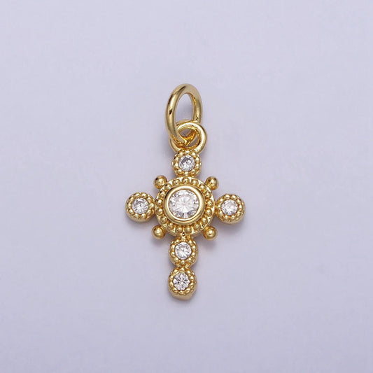 Mini gold cross charm tiny religious pendant ac-214