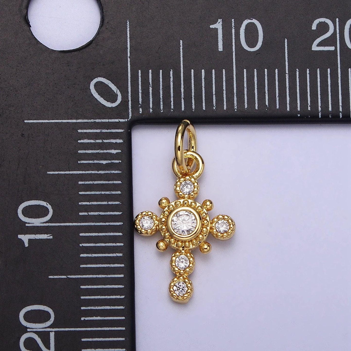 Mini gold cross charm tiny religious pendant ac-214