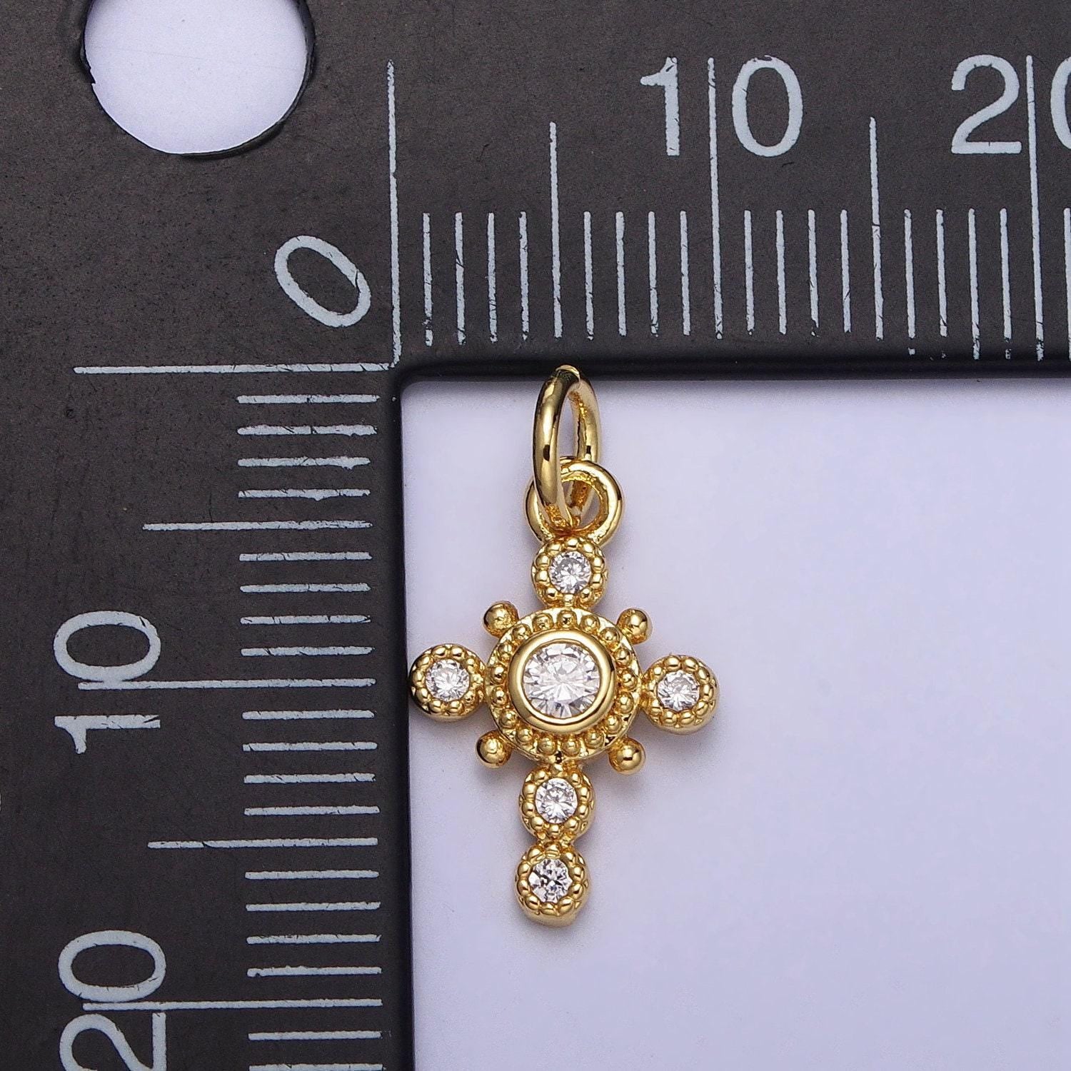 Mini gold cross charm tiny religious pendant ac-214