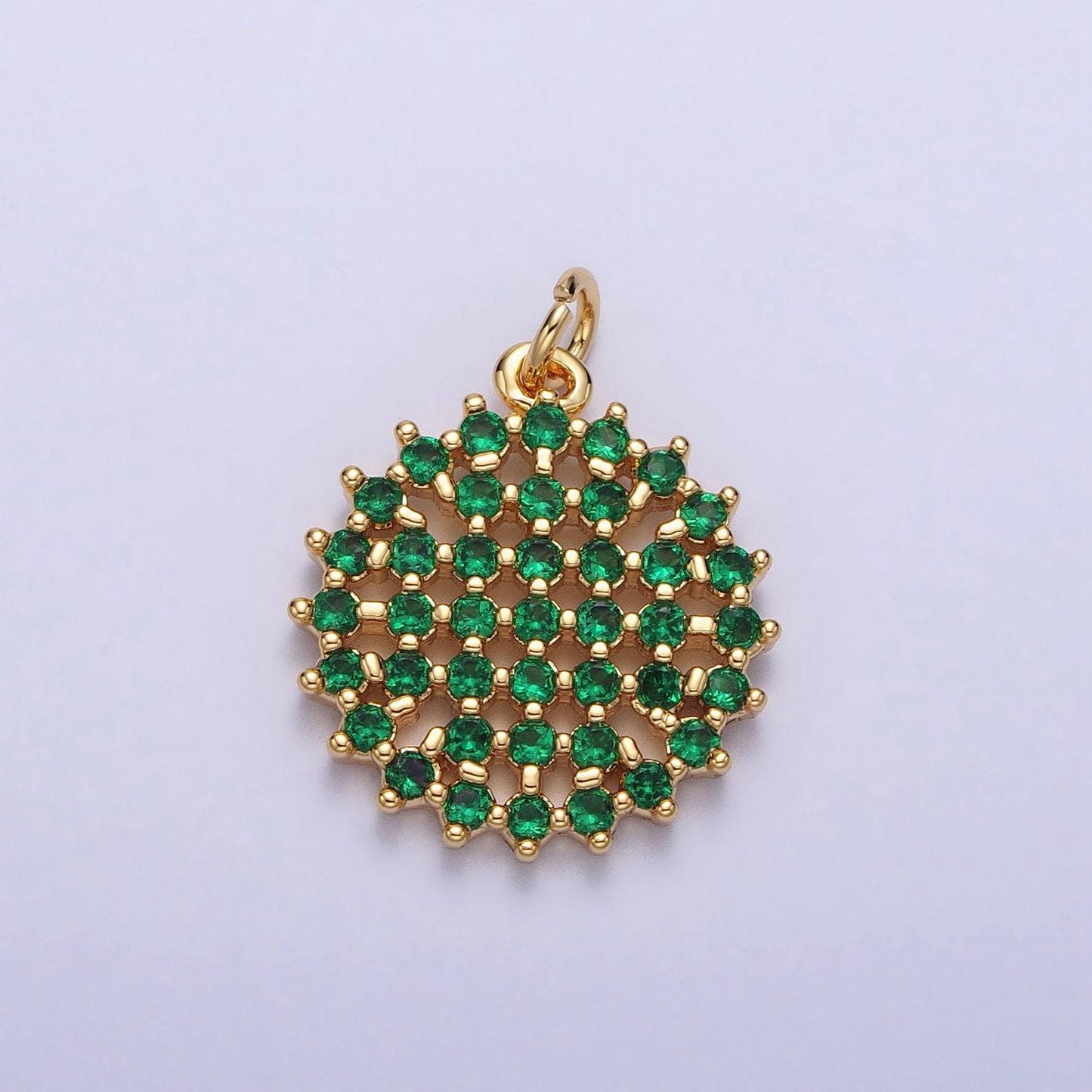 Gold micro pave sun charm diy jewelry accessories in gold cubic zirconia green clear charm necklace bracelet earring pendant ac195