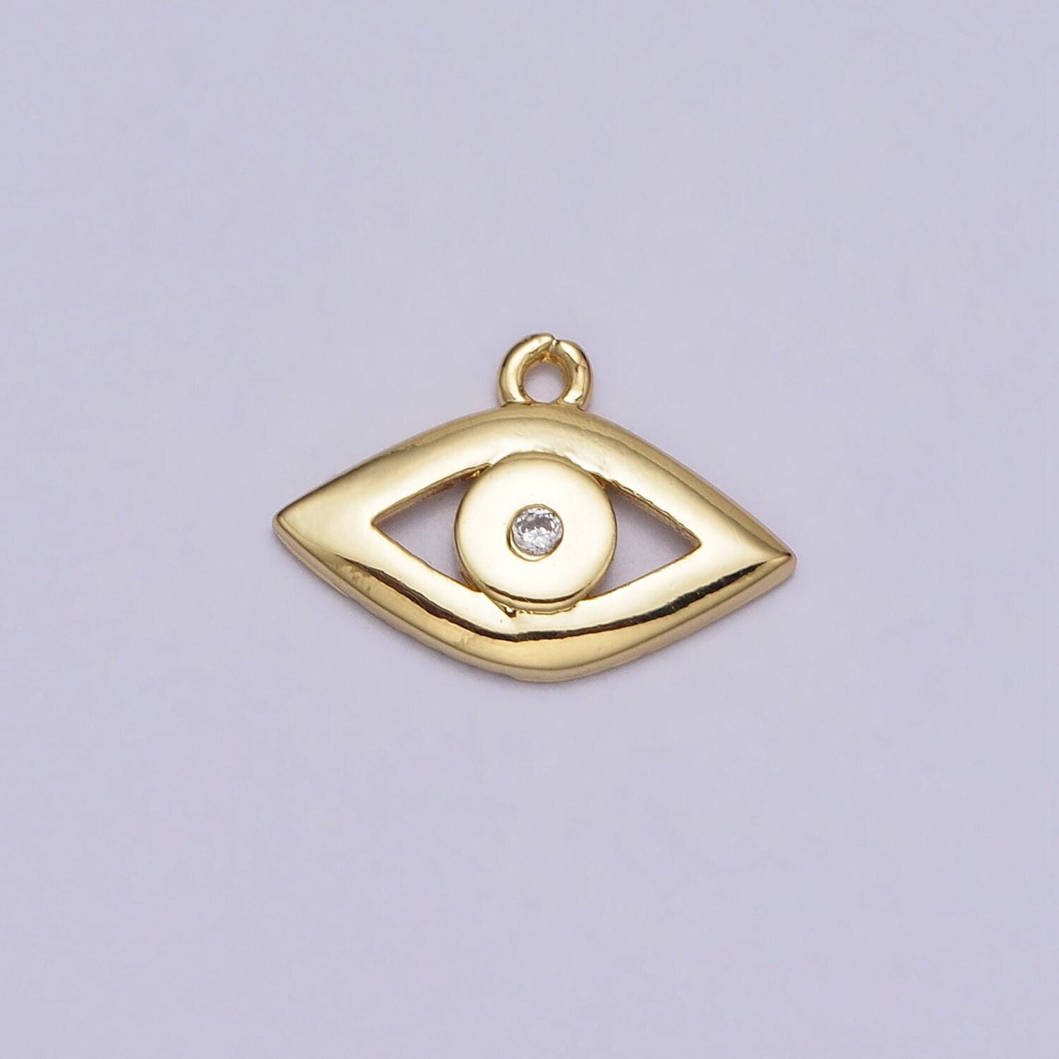 Mini evil eye charm, gold plated charm eye of ra amulet jewelry pendants cubic zirconia jewelry ac208