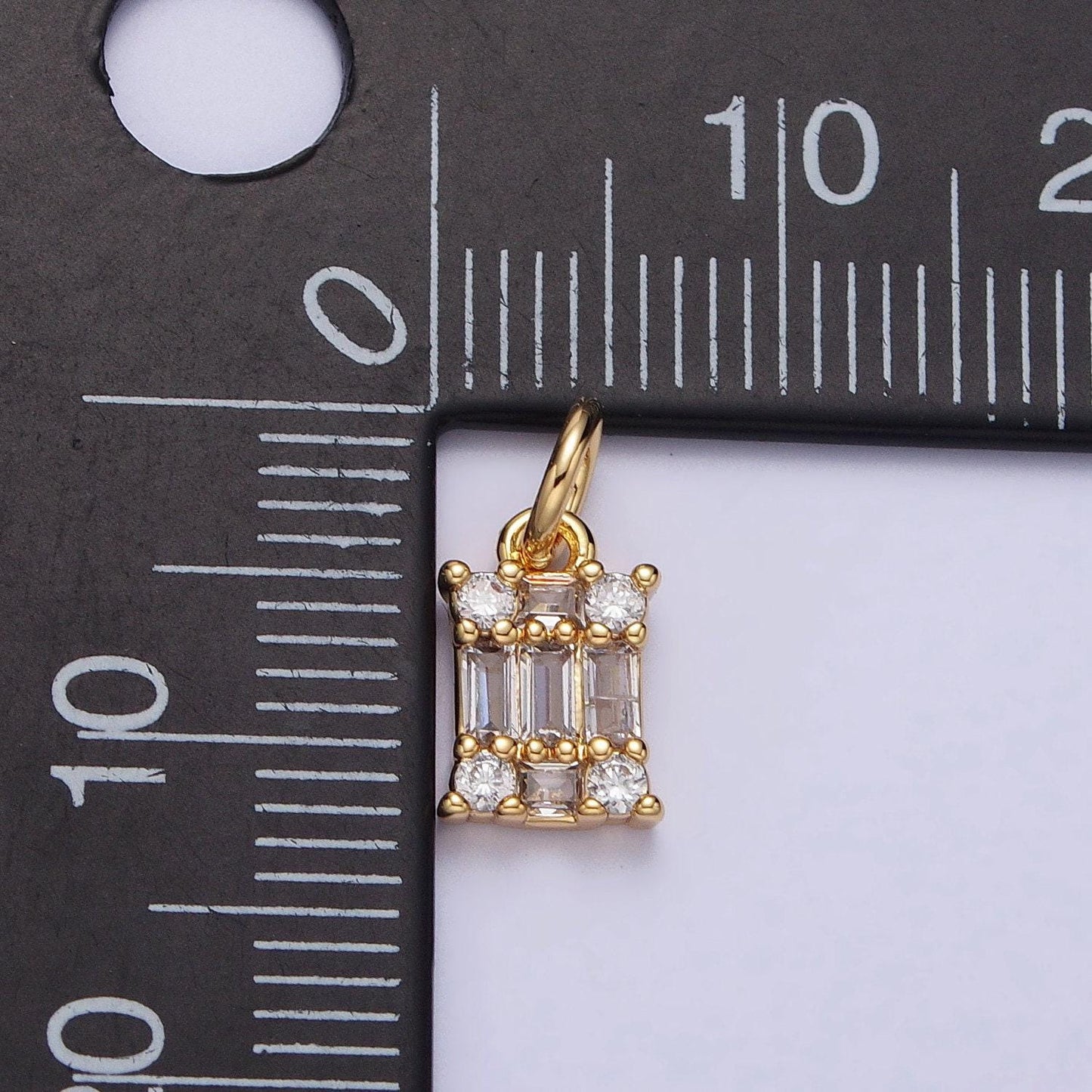 Tiny 13.1x6.3mm clear baguette cz square gold tiny small pendant charm necklace bracelet earring finding | ac209 ac210