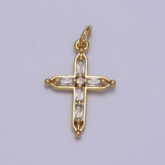 Dainty cross pendant , cz gold cross charm add on cubic zirconia for rosary religious necklace earring ac-207
