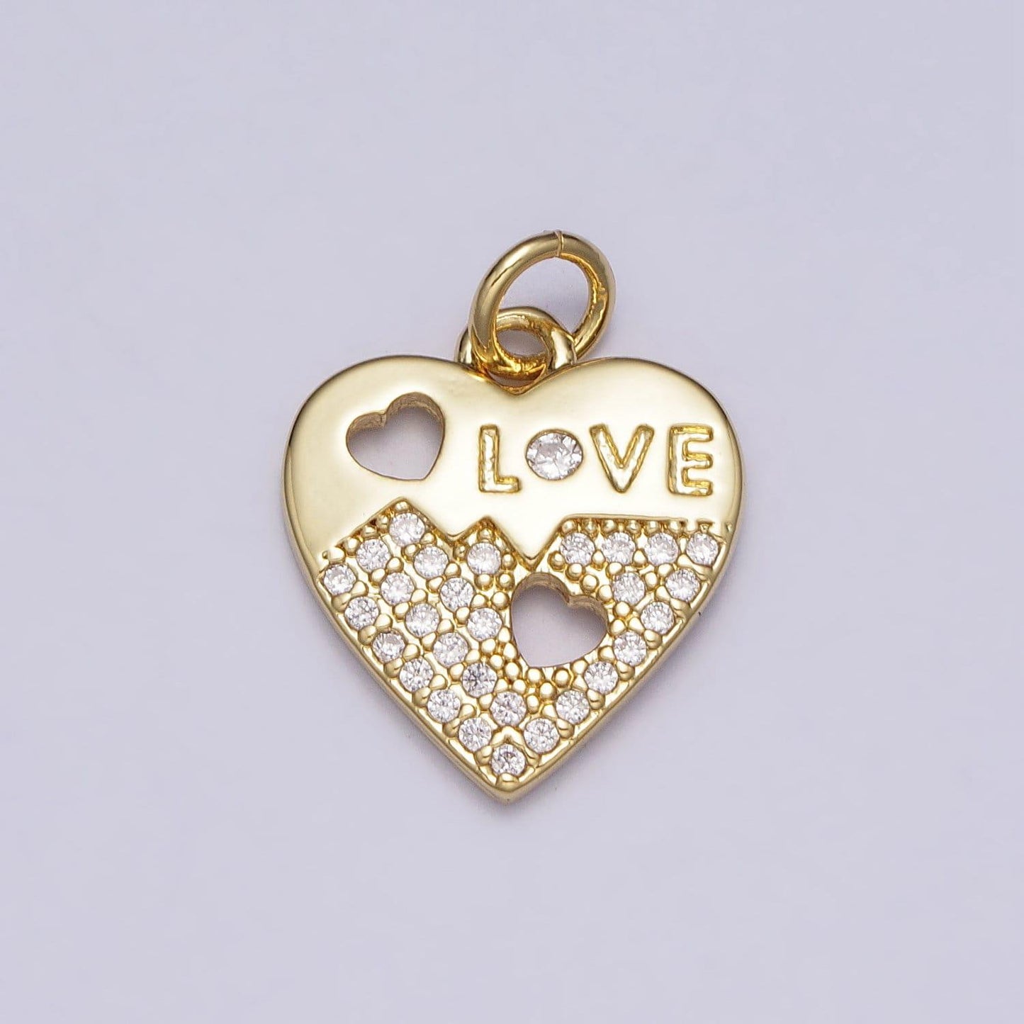 Mini heart charm with cz love pendant lead nickel free 24k gold plated brass cubic zirconia valentine necklace bracelet jewelry making ac203