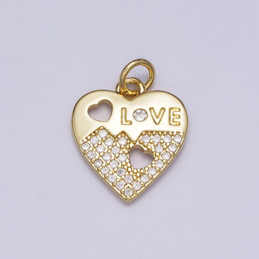 Mini heart charm with cz love pendant lead nickel free 24k gold plated brass cubic zirconia valentine necklace bracelet jewelry making ac203