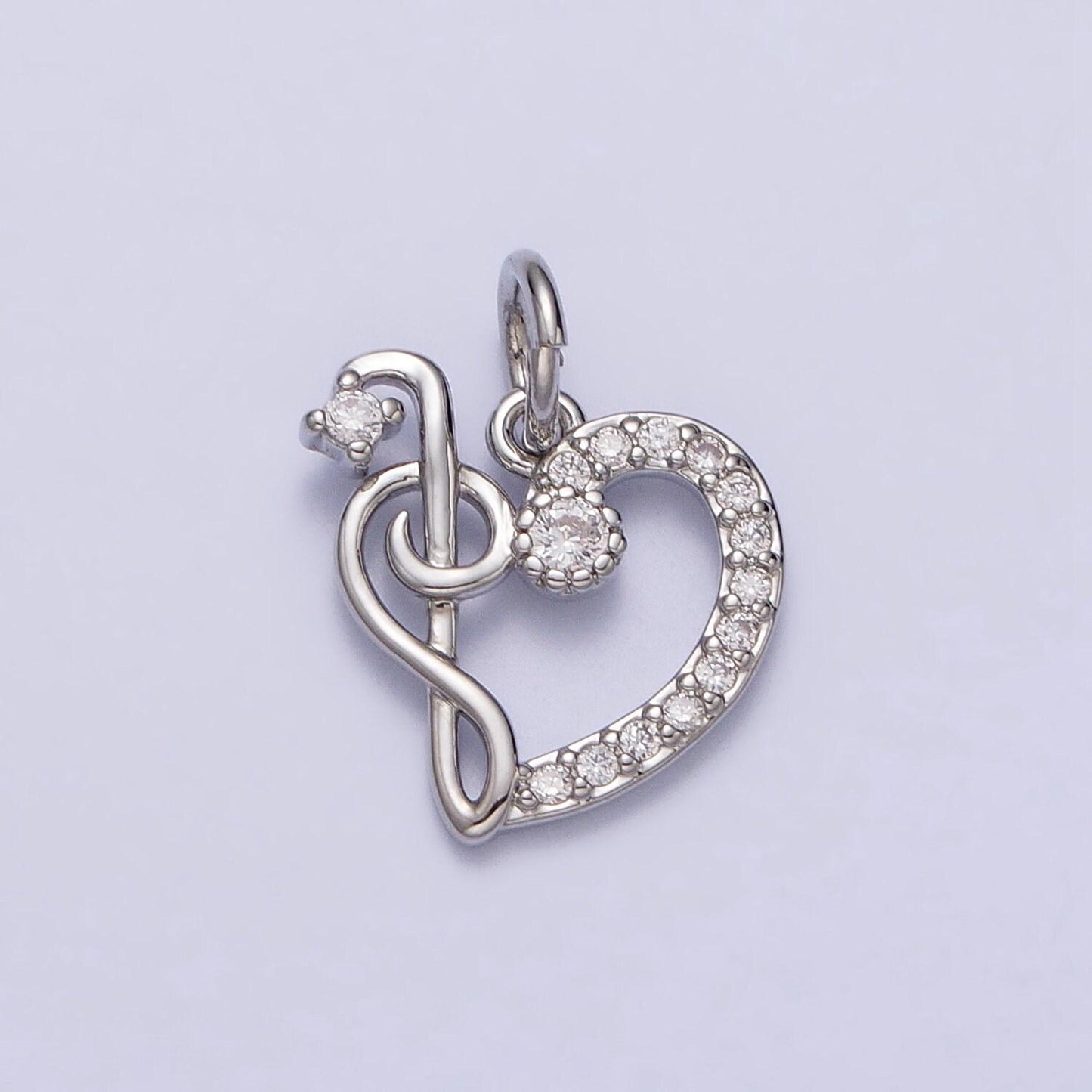 Dainty g bass clef heart charm micro pave gold music note treble clef pendant necklace bracelet component ac181