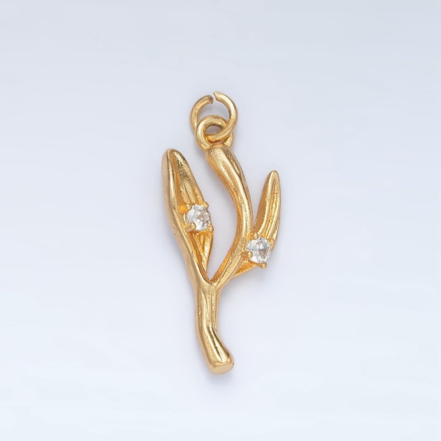 Mini gold kelp charms 24k gold filled coral pendant cz charm bracelet necklace for beach ocean inspired diy jewelry making supply ac162