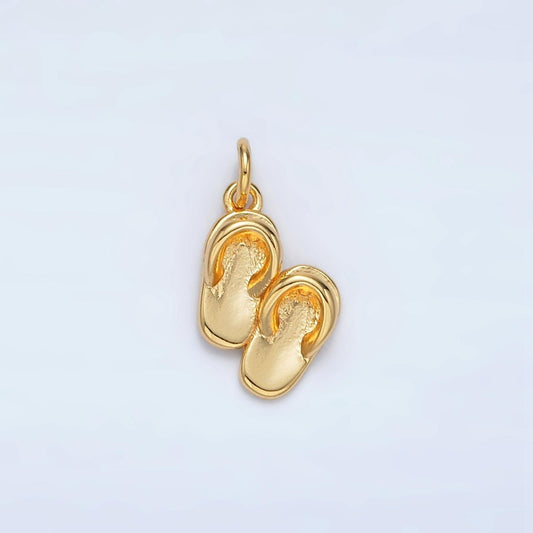 Mini gold sandal charms dainty flip flop pendants for bracelet charm necklace charm supply ac153