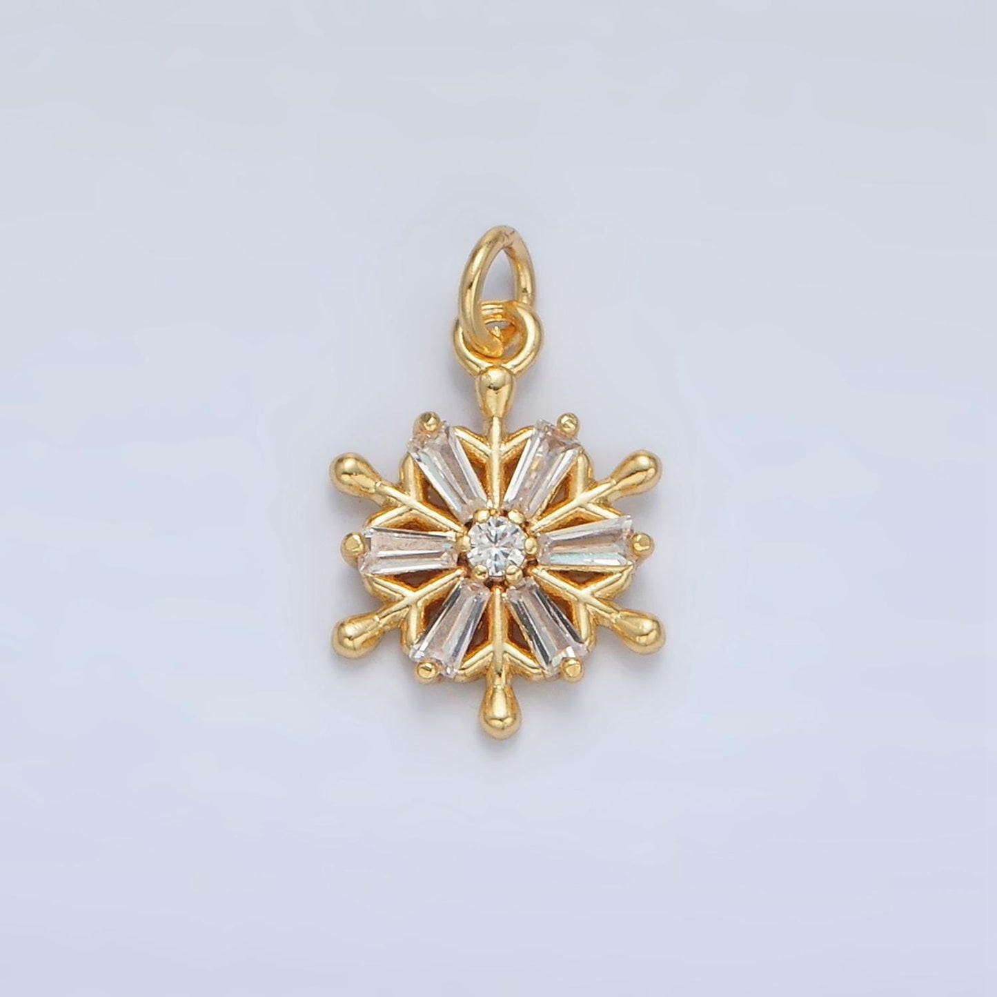 Mini gold snow charm tiny snow flake charm winter charms 24k gold filled findings ac148