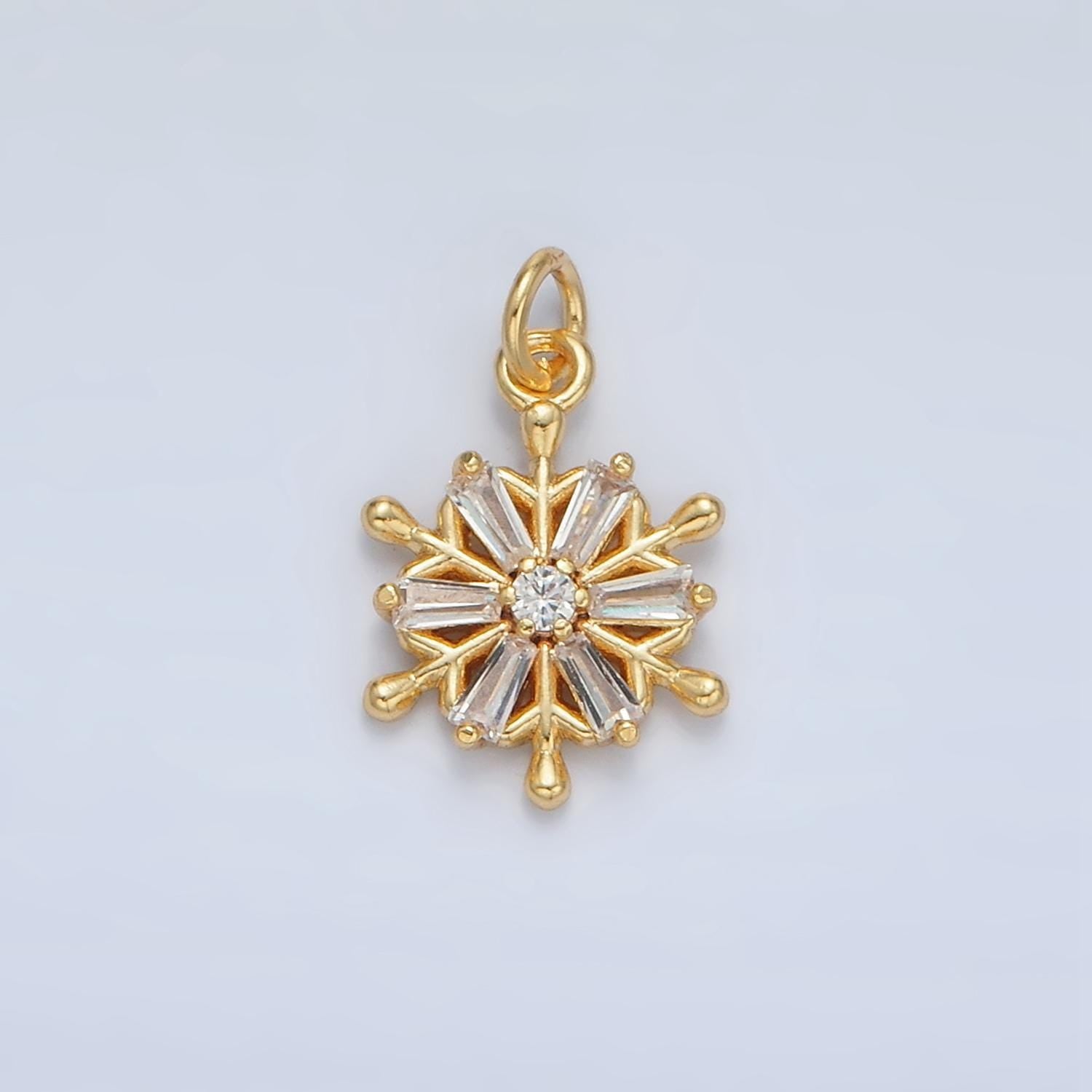 Mini gold snow charm tiny snow flake charm winter charms 24k gold filled findings ac148