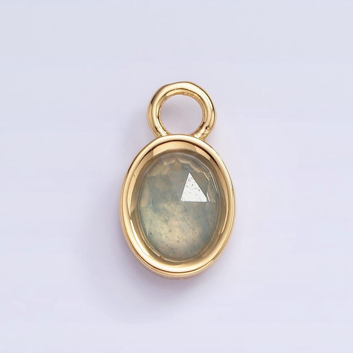 16k gold filled oval multifaceted natural gemstone personalized add-on charm birthstone charm earring bracelet supply | ac1479 - ac1491