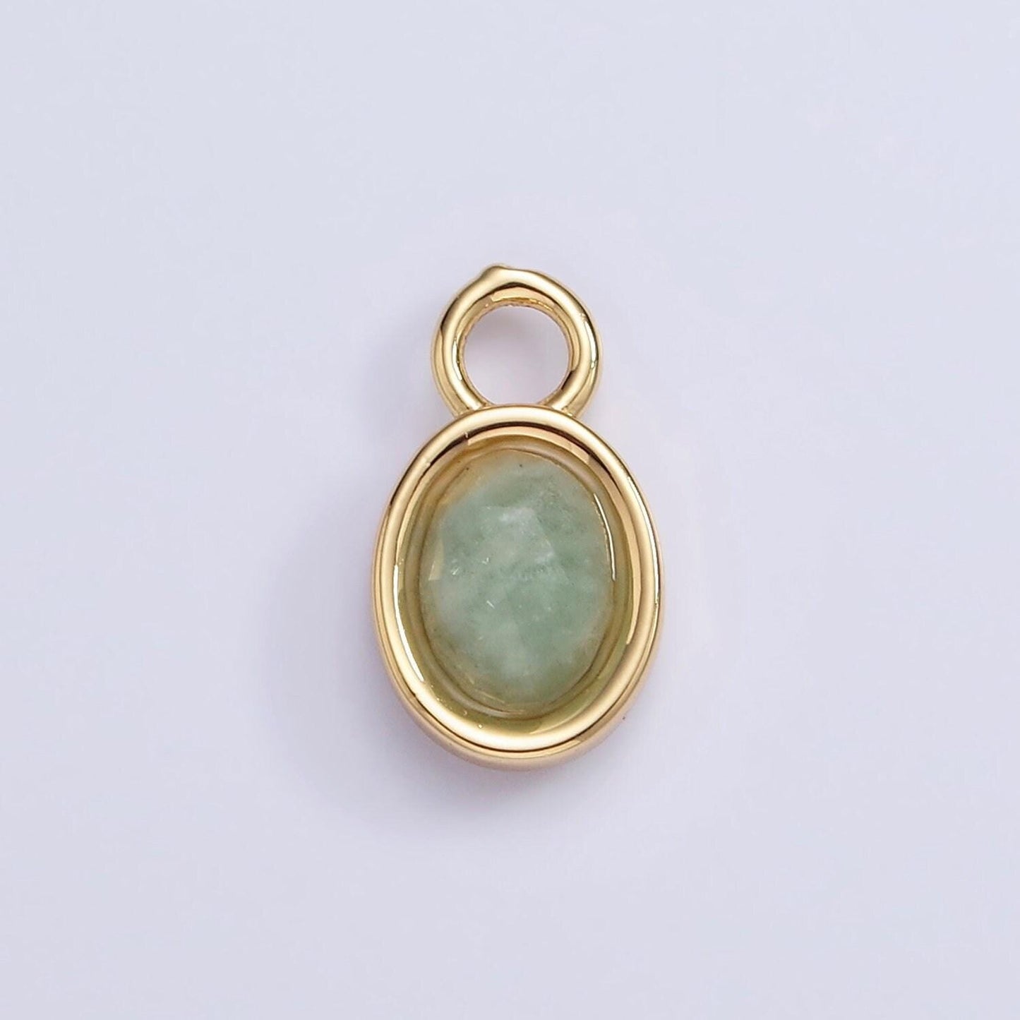 16k gold filled oval multifaceted natural gemstone personalized add-on charm birthstone charm earring bracelet supply | ac1479 - ac1491