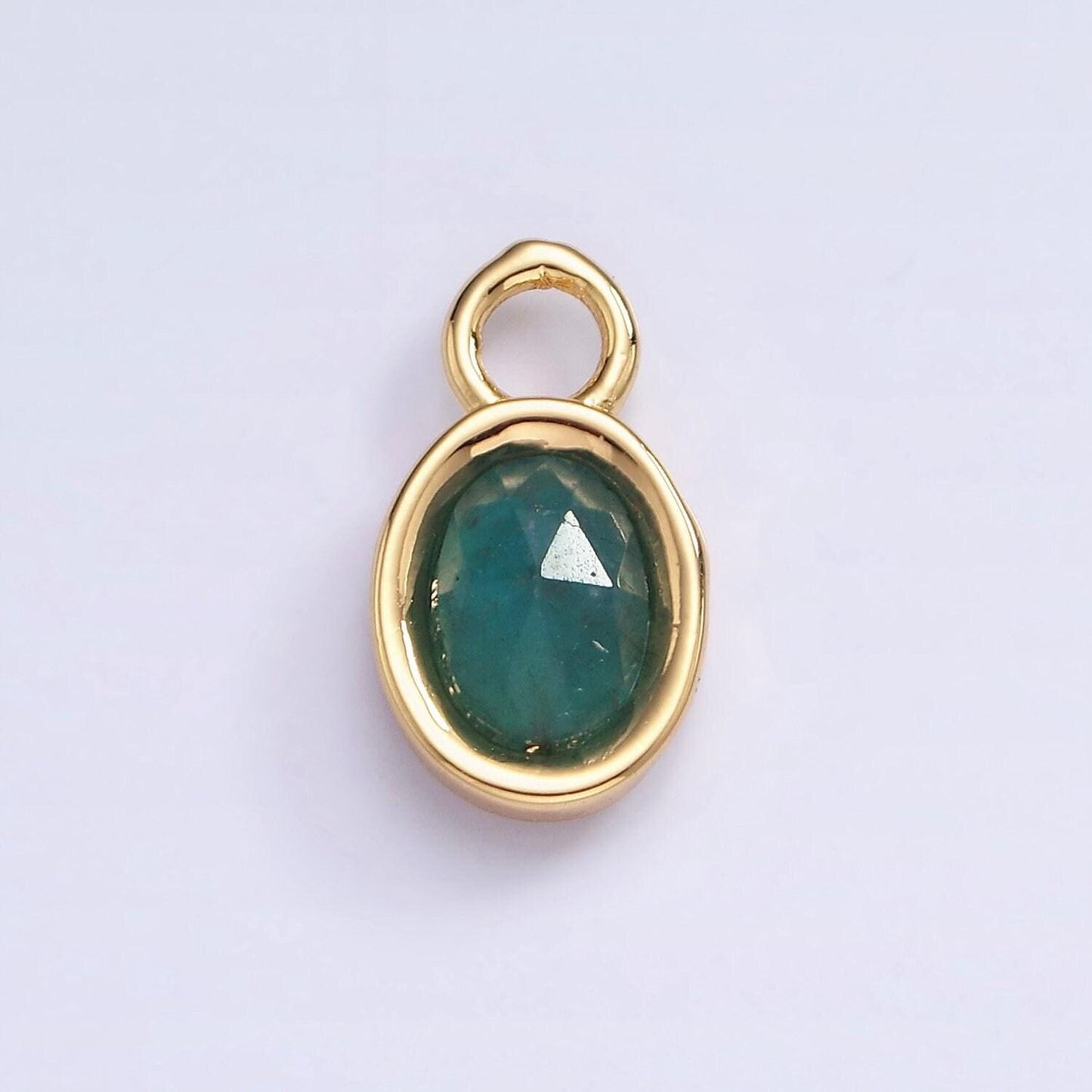 16k gold filled oval multifaceted natural gemstone personalized add-on charm birthstone charm earring bracelet supply | ac1479 - ac1491