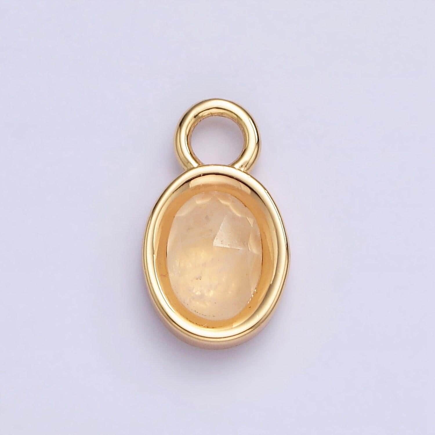 16k gold filled oval multifaceted natural gemstone personalized add-on charm birthstone charm earring bracelet supply | ac1479 - ac1491