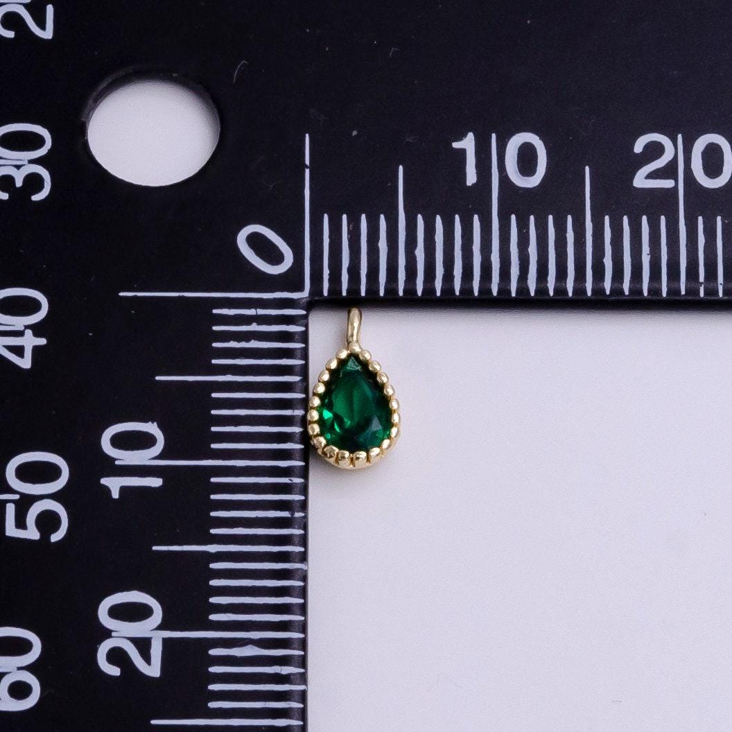 14k gold filled green teardrop cz beaded add-on charm | ac1463