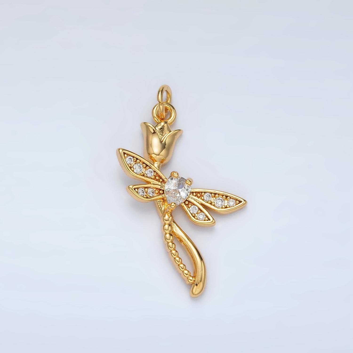Mini gold rose charms 24k gold filled flower pendant cz dragonfly charm bracelet necklace for diy jewelry making supply ac145