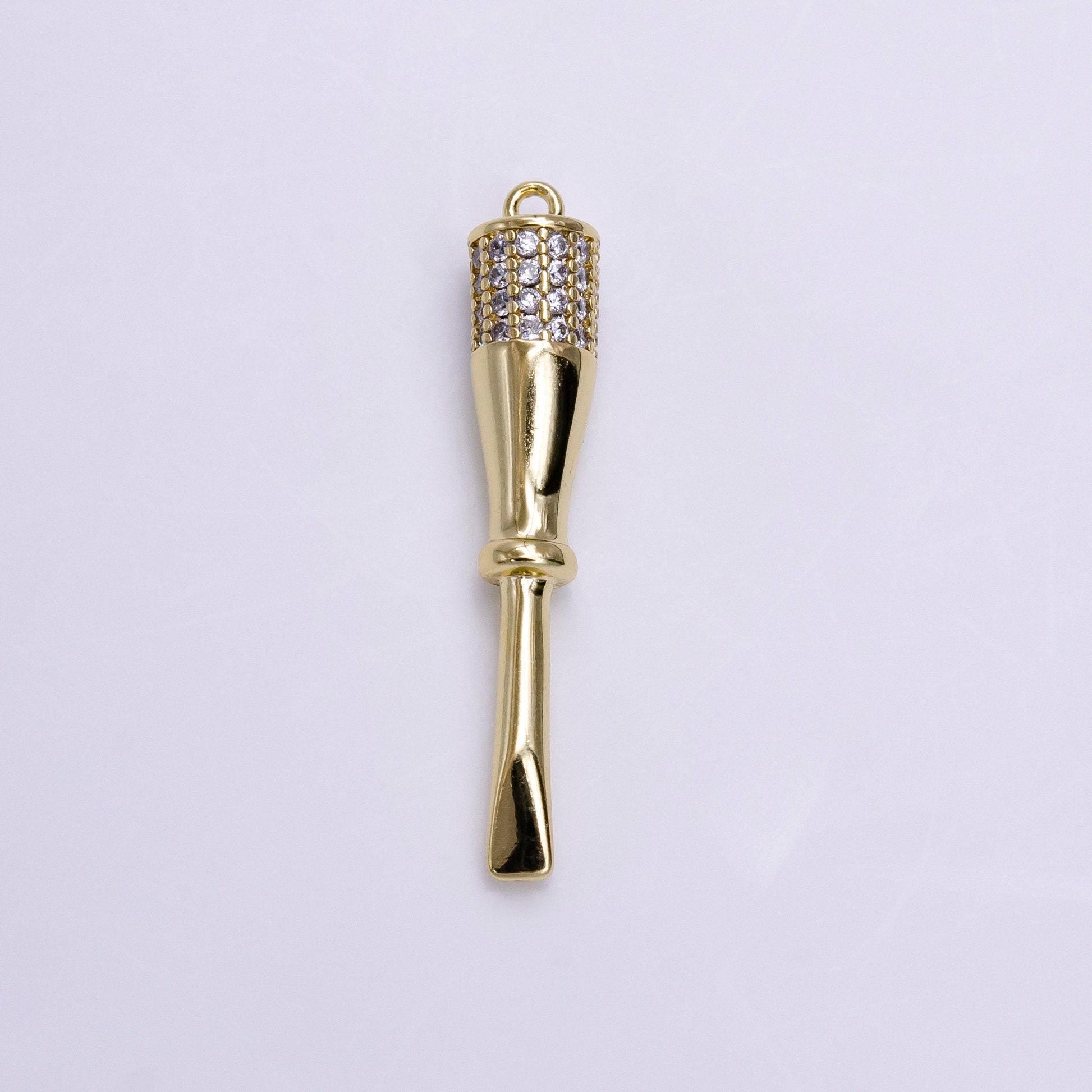14k gold filled micro paved cz flat edged screwdriver charm | ac1453