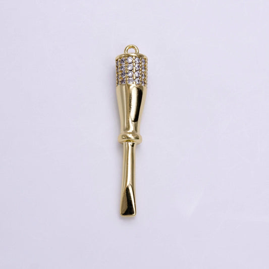 14k gold filled micro paved cz flat edged screwdriver charm | ac1453