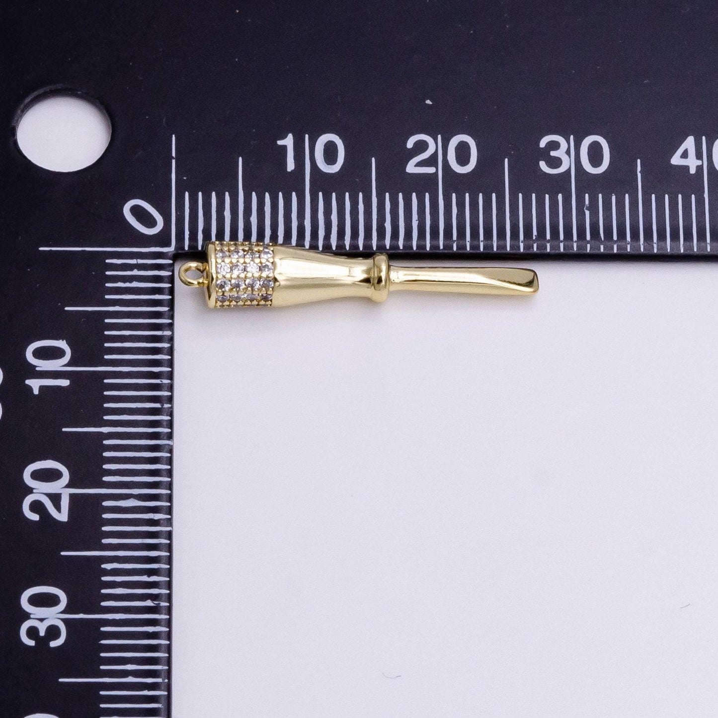 14k gold filled micro paved cz flat edged screwdriver charm | ac1453