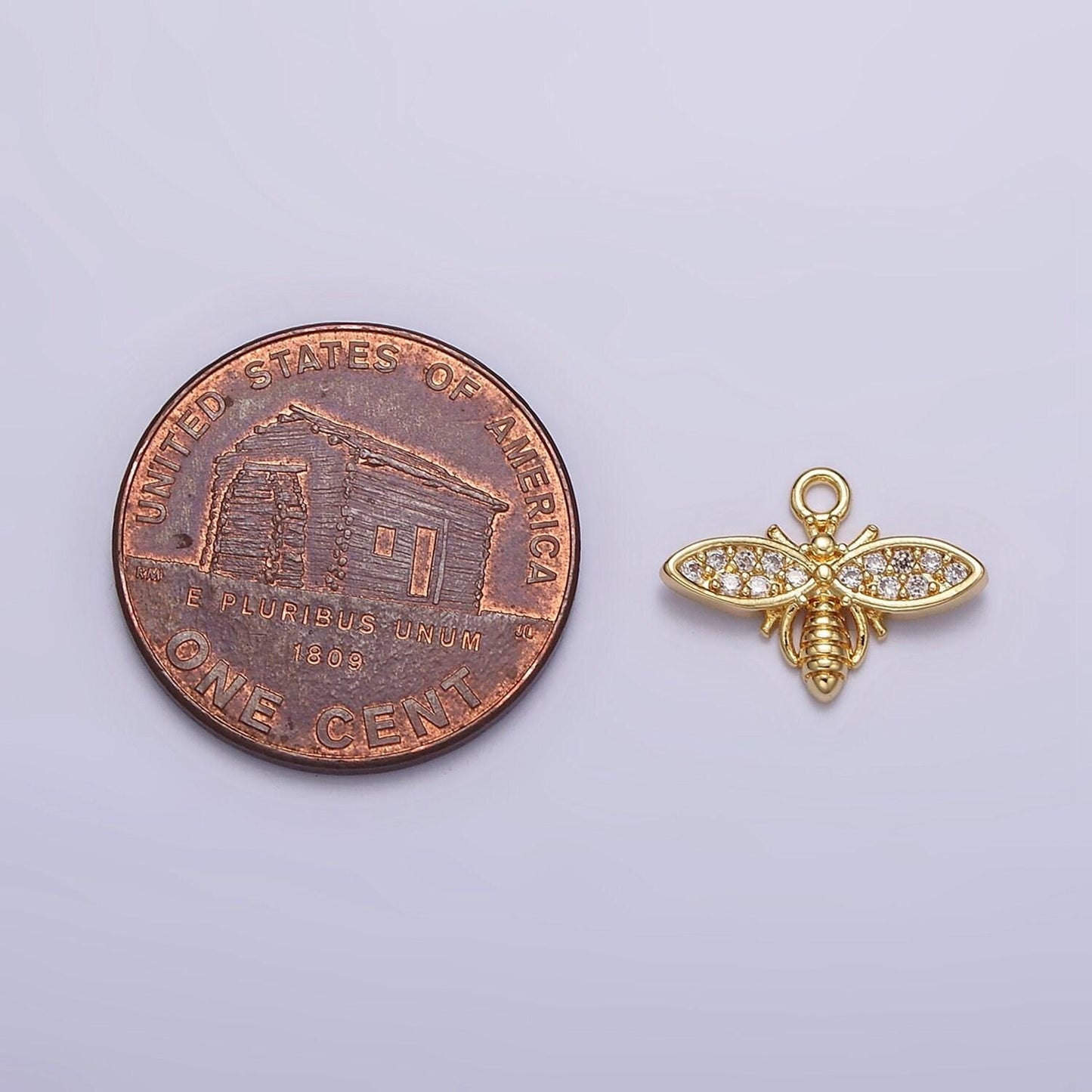 24k gold filled clear micro paved cz insect bee wasps add-on charm | ac1427