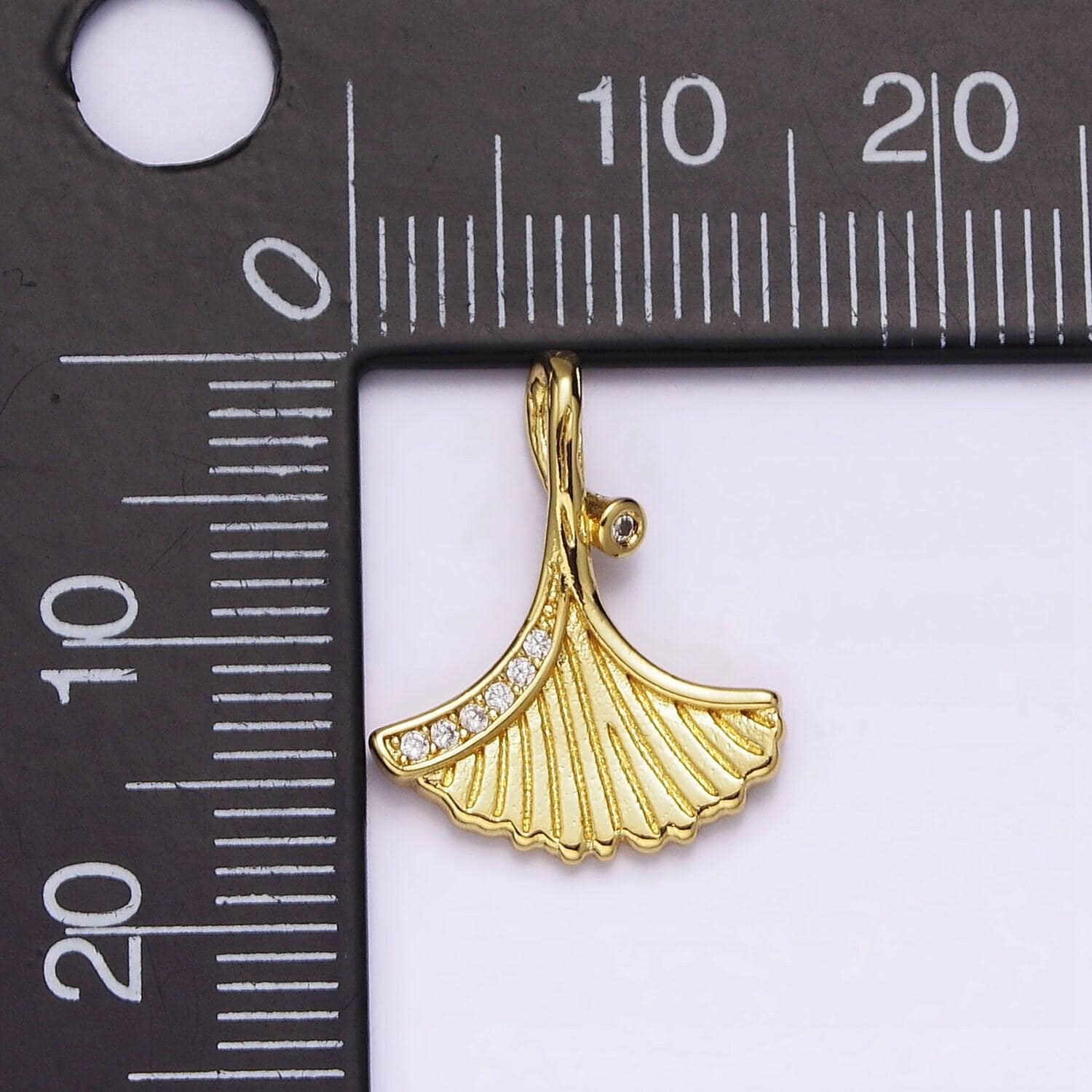 24k gold filled clam sea shell scallop micro paved cz lined charm under the water jewelry inspired | ac1426
