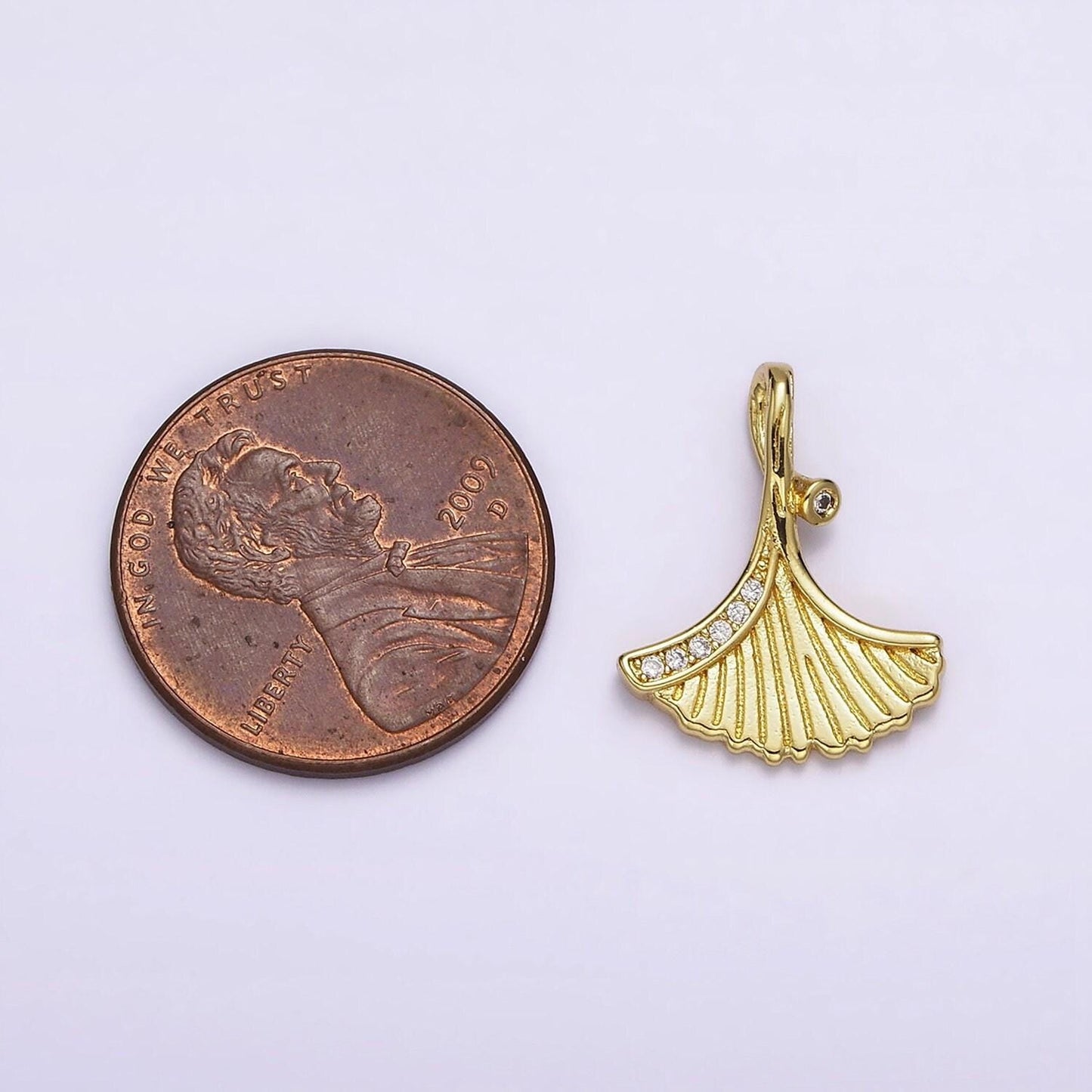 24k gold filled clam sea shell scallop micro paved cz lined charm under the water jewelry inspired | ac1426