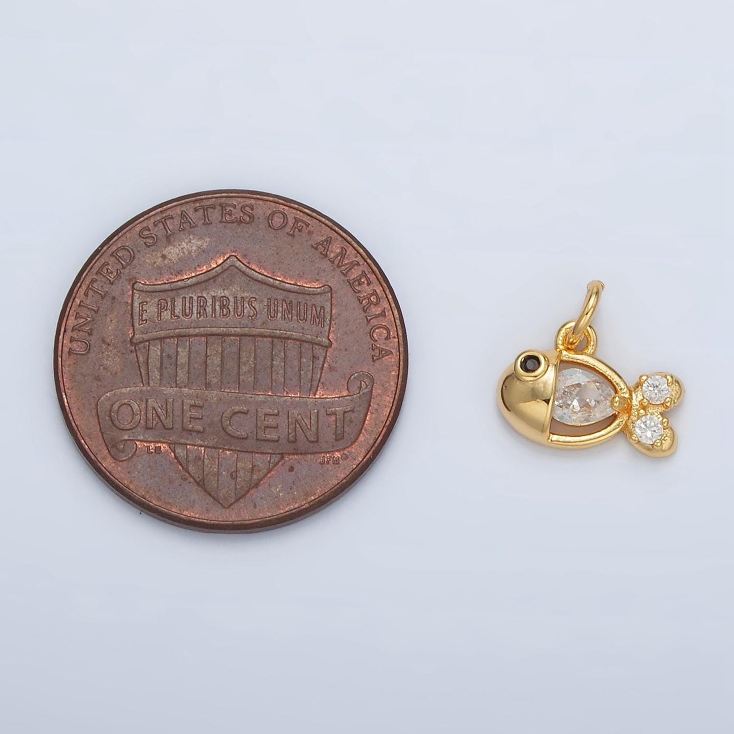 Mini gold filled fish charm micro pave clear cz stone animal pendant for diy jewelry making supply, necklace, bracelet, earring | ac141