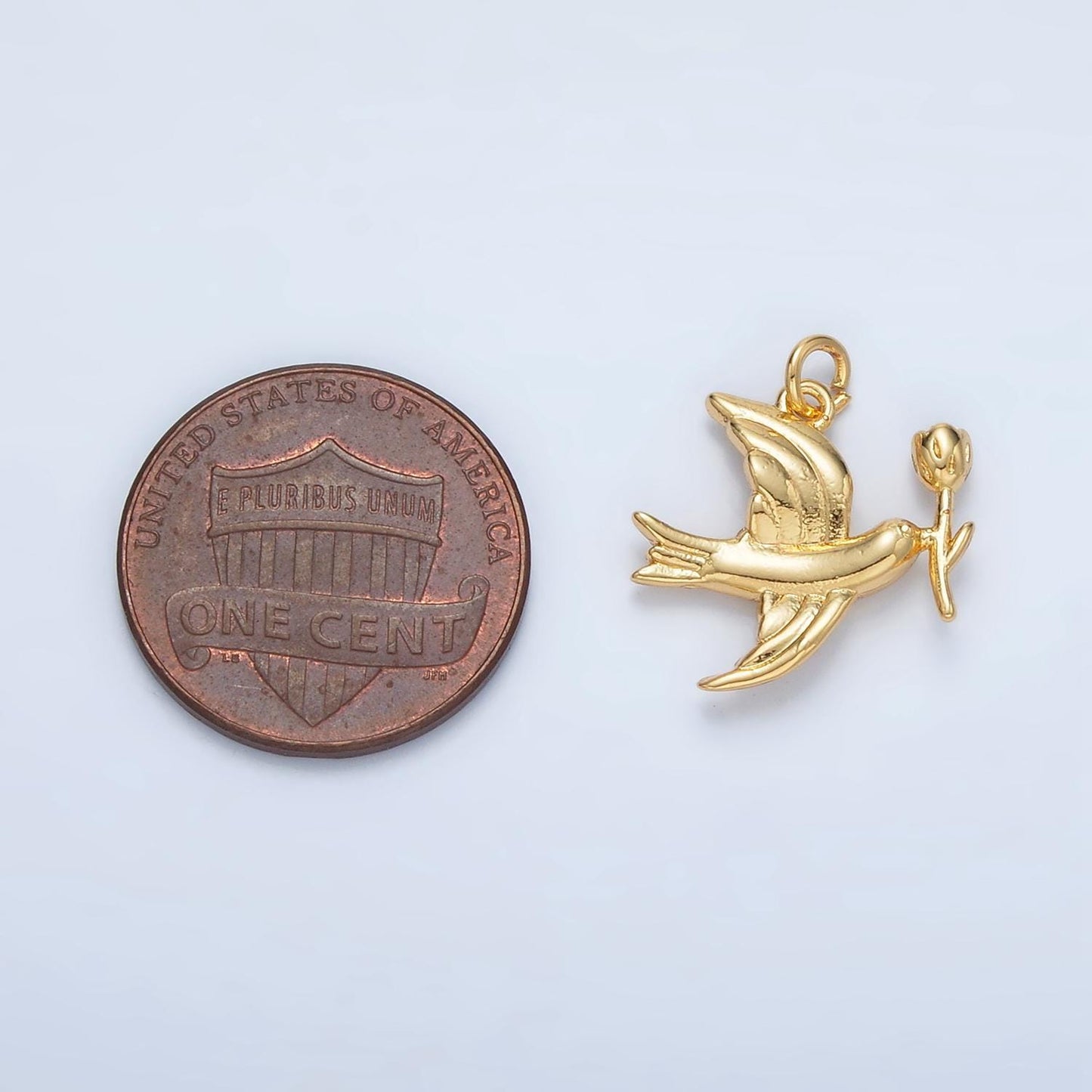 24k gold filled rose dove bird mini charm | ac-139