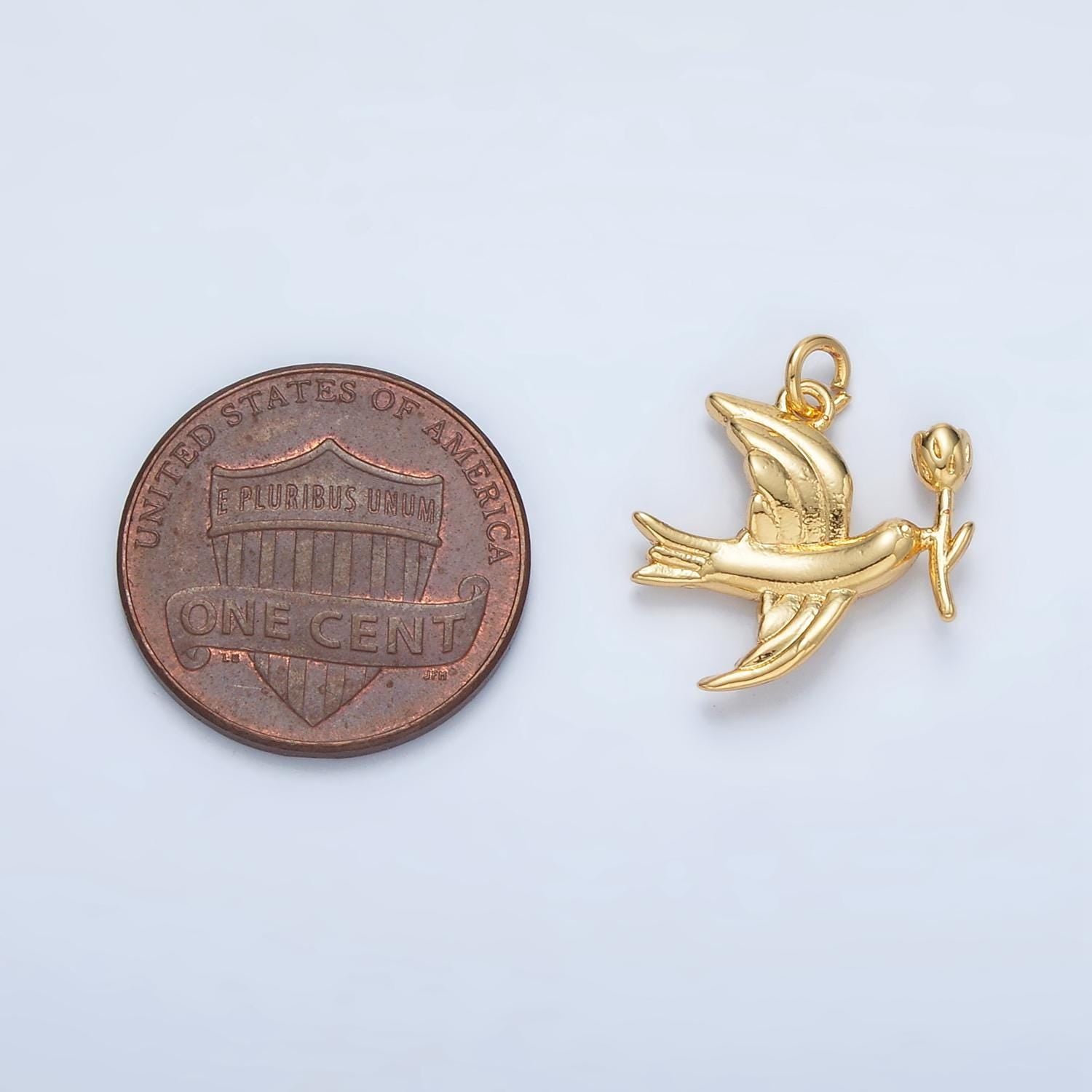 24k gold filled rose dove bird mini charm | ac-139