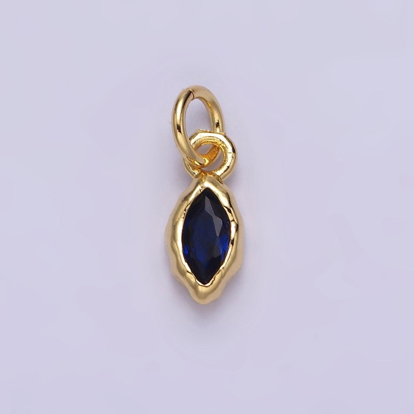 24k gold filled mini oval cz clear stone pendant, add on eye shape charm mini crystal cz birthstone for necklace bracelet supply | ac1378