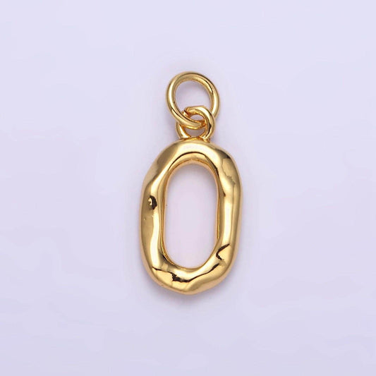 24k gold filled open oblong oval zero geometric abstract charm | ac1377