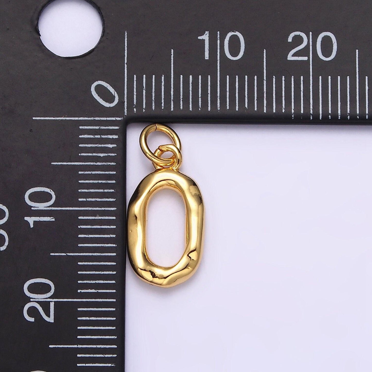 24k gold filled open oblong oval zero geometric abstract charm | ac1377