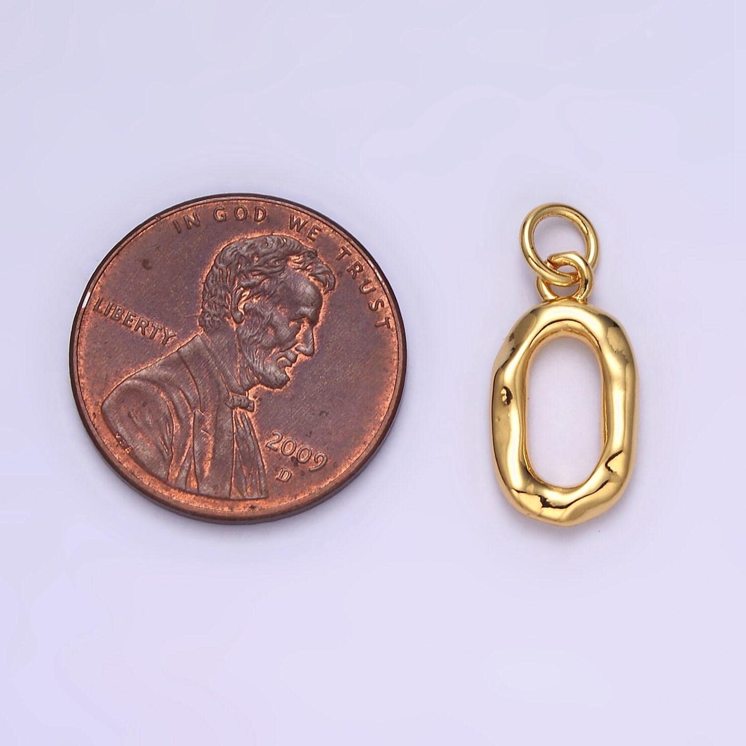 24k gold filled open oblong oval zero geometric abstract charm | ac1377