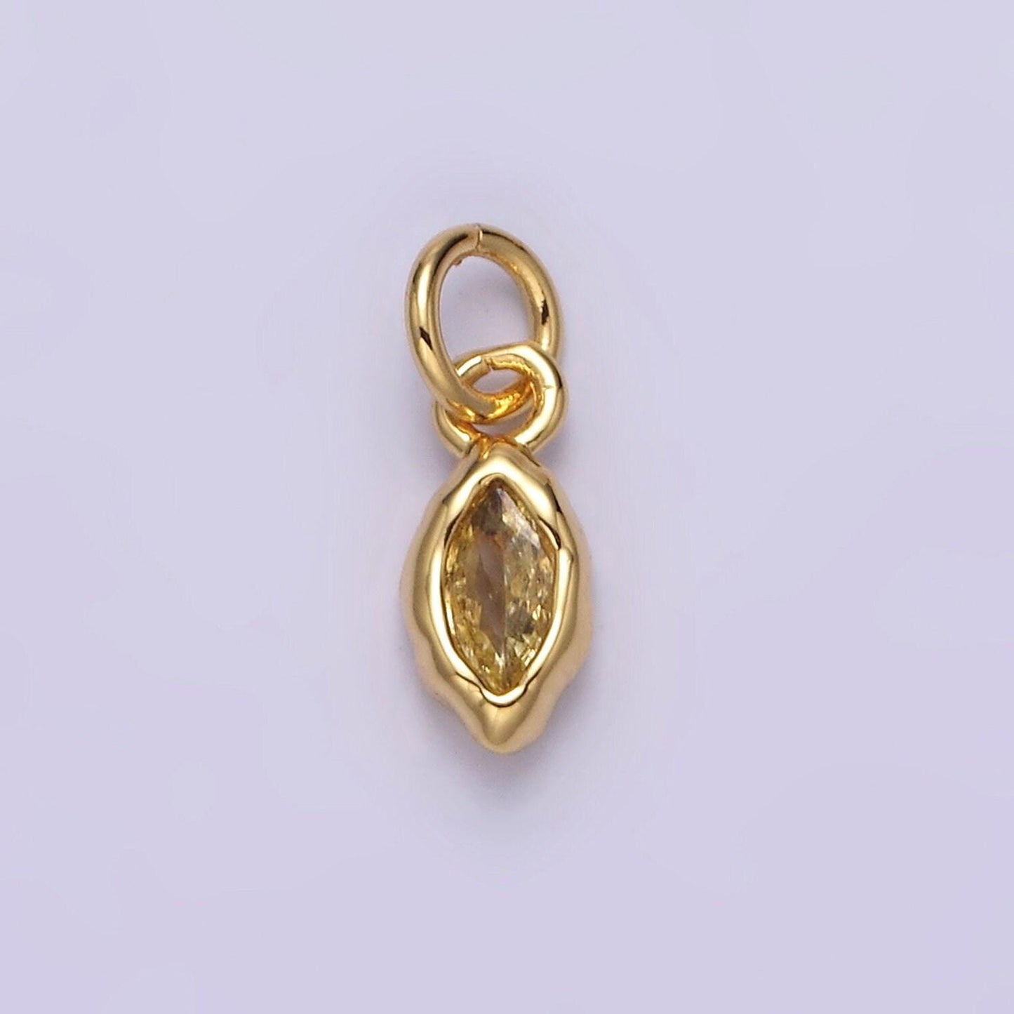 24k gold filled mini oval cz clear stone pendant, add on eye shape charm mini crystal cz birthstone for necklace bracelet supply | ac1378