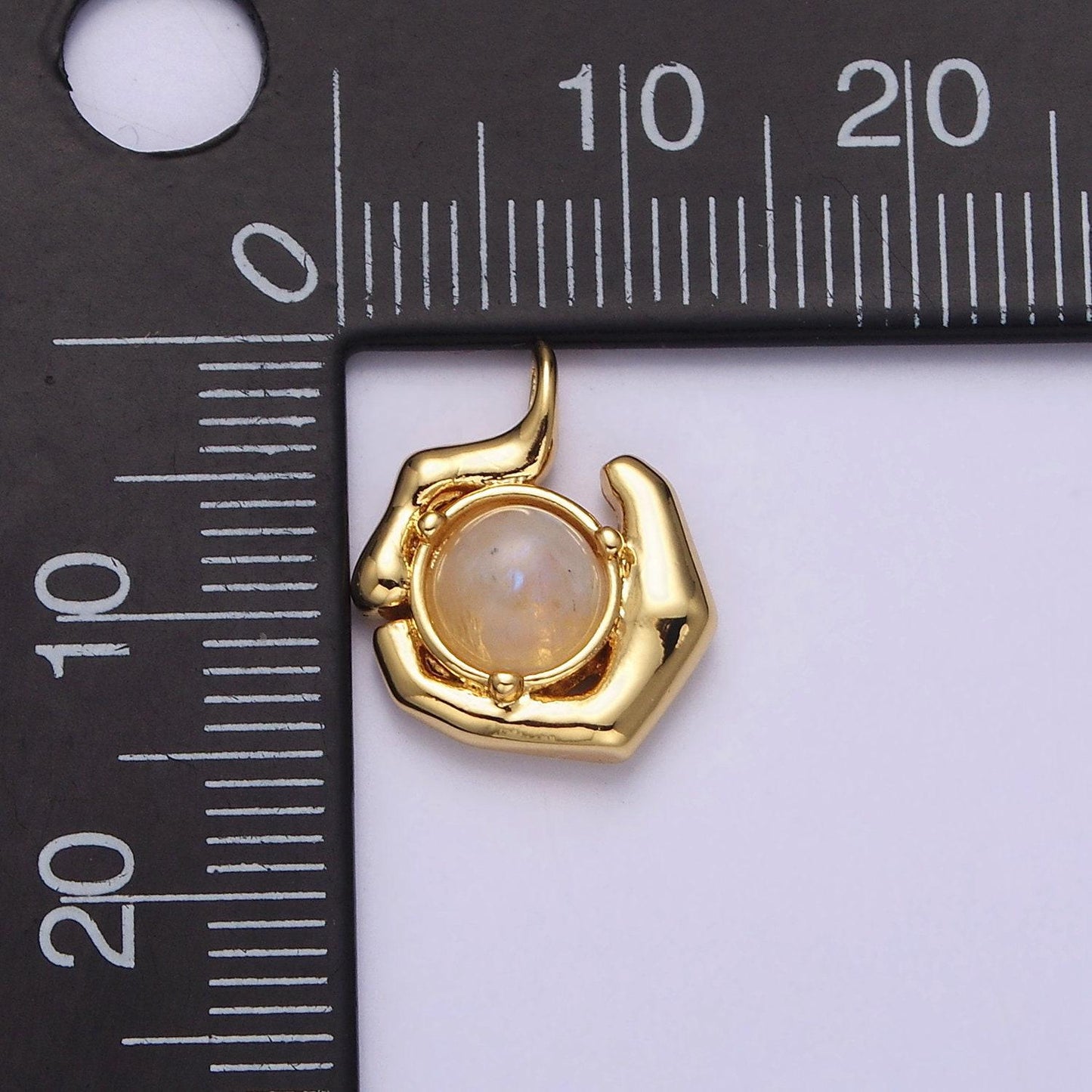 Dainty moonstone pendant 24k gold filled abstract charm for minimalist jewelry making ac-1376