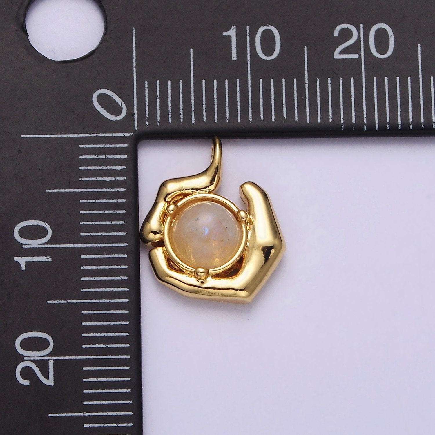 Dainty moonstone pendant 24k gold filled abstract charm for minimalist jewelry making ac-1376