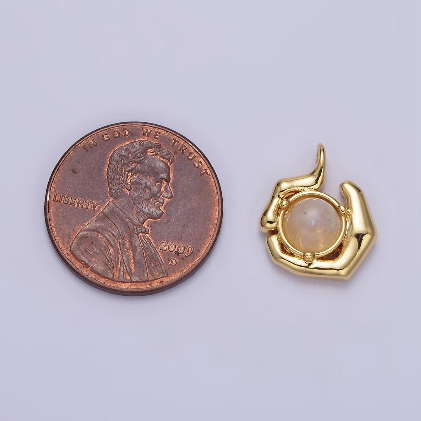 Dainty moonstone pendant 24k gold filled abstract charm for minimalist jewelry making ac-1376