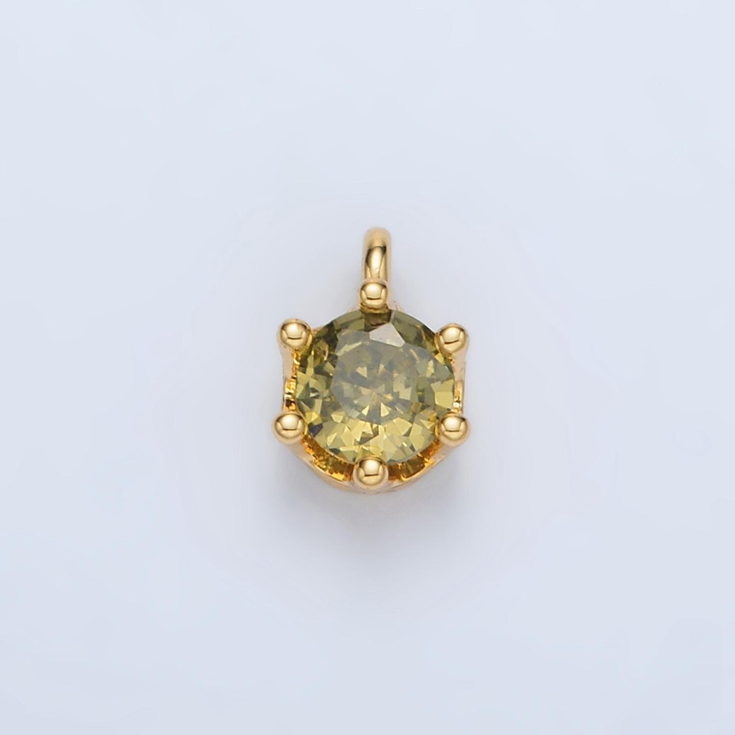 Gold filled light cz colors mini round charm | ac132-ac-135