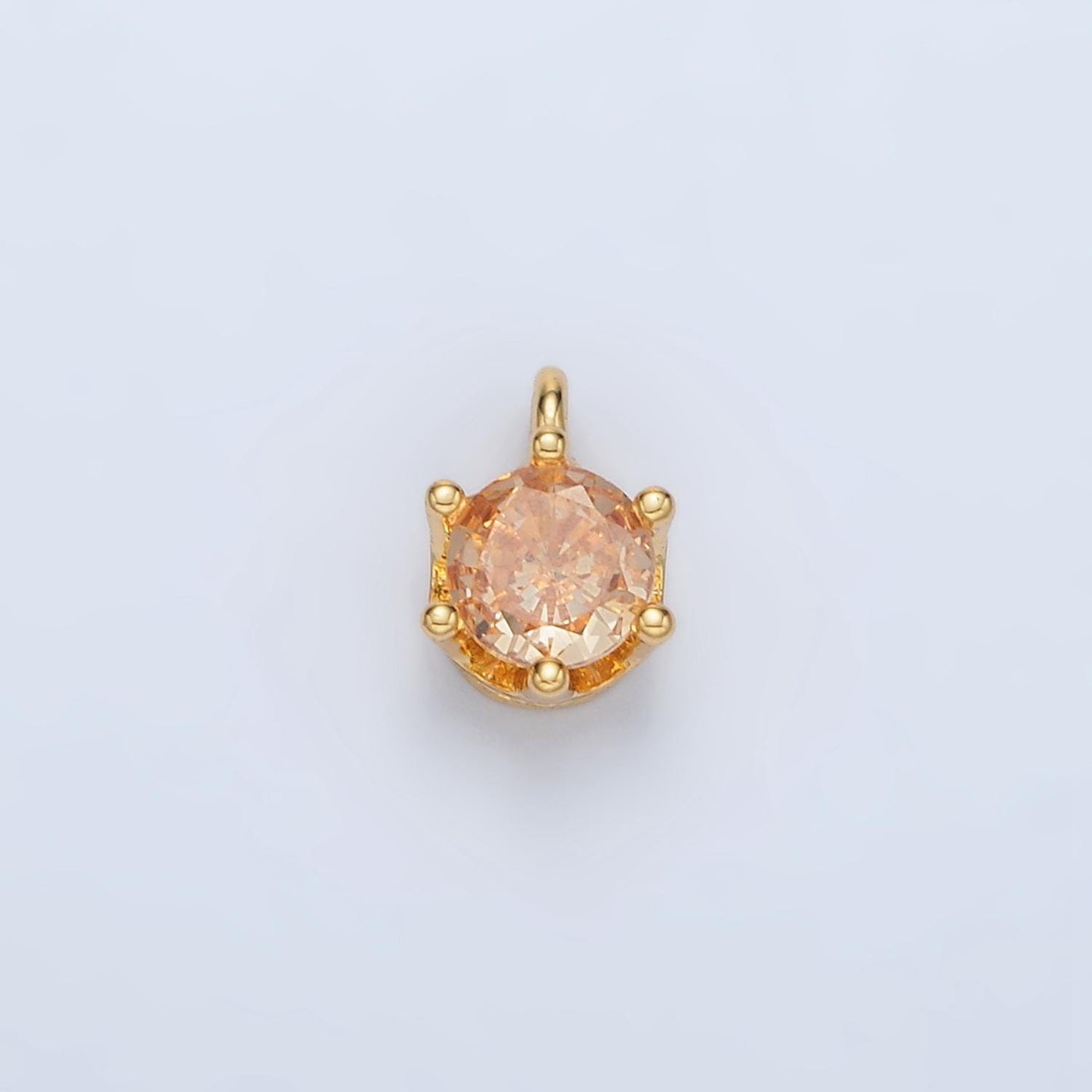 Gold filled light cz colors mini round charm | ac132-ac-135