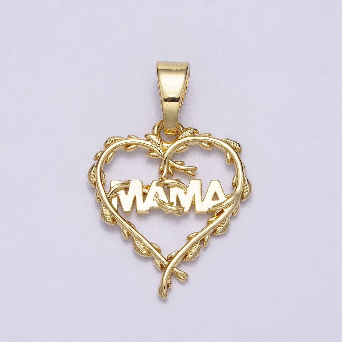Dainty heart mama charm 16k gold filled mothers day gift vine heart pendant for bracelet necklace component diy jewelry making supply ac1328