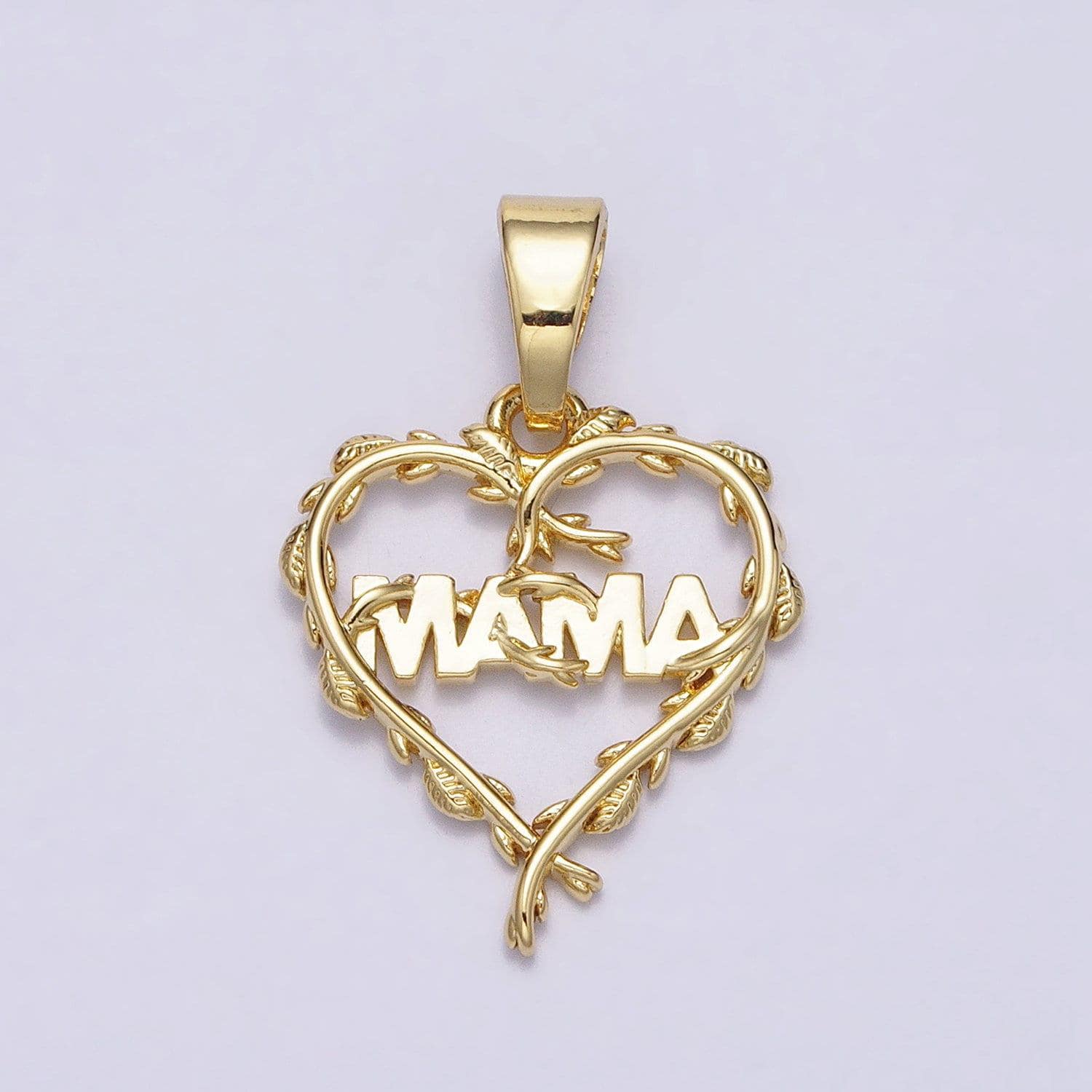 Dainty heart mama charm 16k gold filled mothers day gift vine heart pendant for bracelet necklace component diy jewelry making supply ac1328