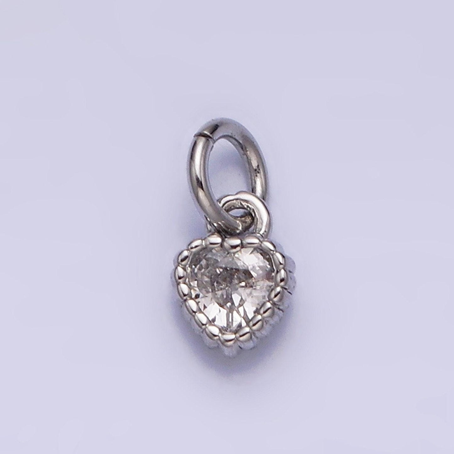 Mini love charm 16k gold filled clear heart cz dotted bezel link connector in gold & silver |