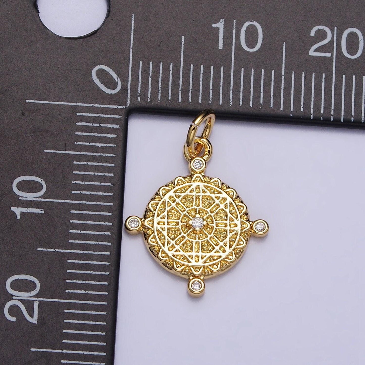 1pc 18k gold filled micro pave cz compass sign pendant charm, dainty pendant charm, travel pendant, for diy jewelry making