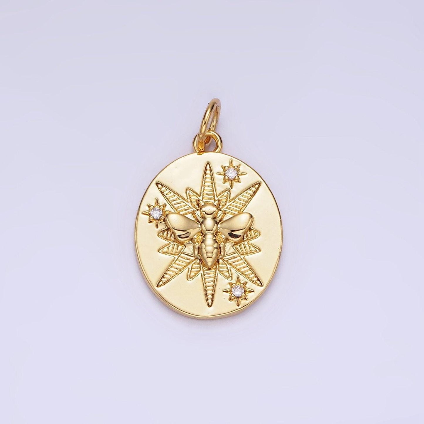 14k gold filled bee on pendant with cz stars | ac-1287