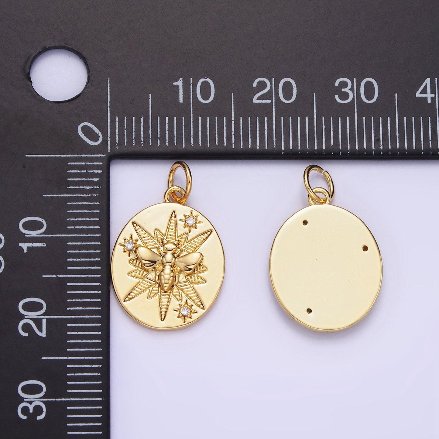 14k gold filled bee on pendant with cz stars | ac-1287