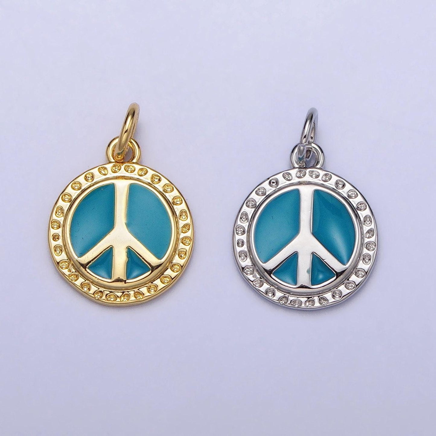 Mini gold peace sign symbol 16k gold filled peace sign charm turquoise enamel jewelry ac1284