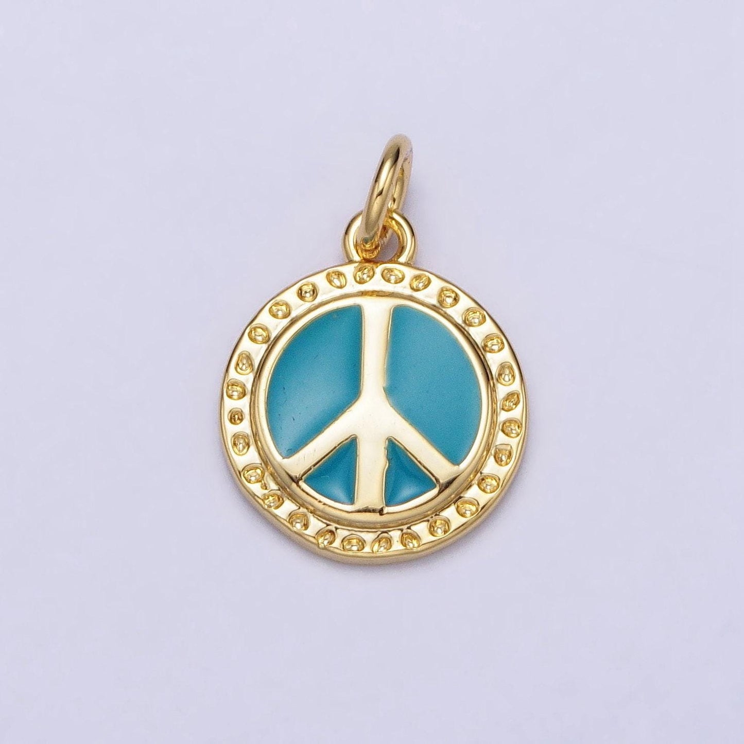 Mini gold peace sign symbol 16k gold filled peace sign charm turquoise enamel jewelry ac1284