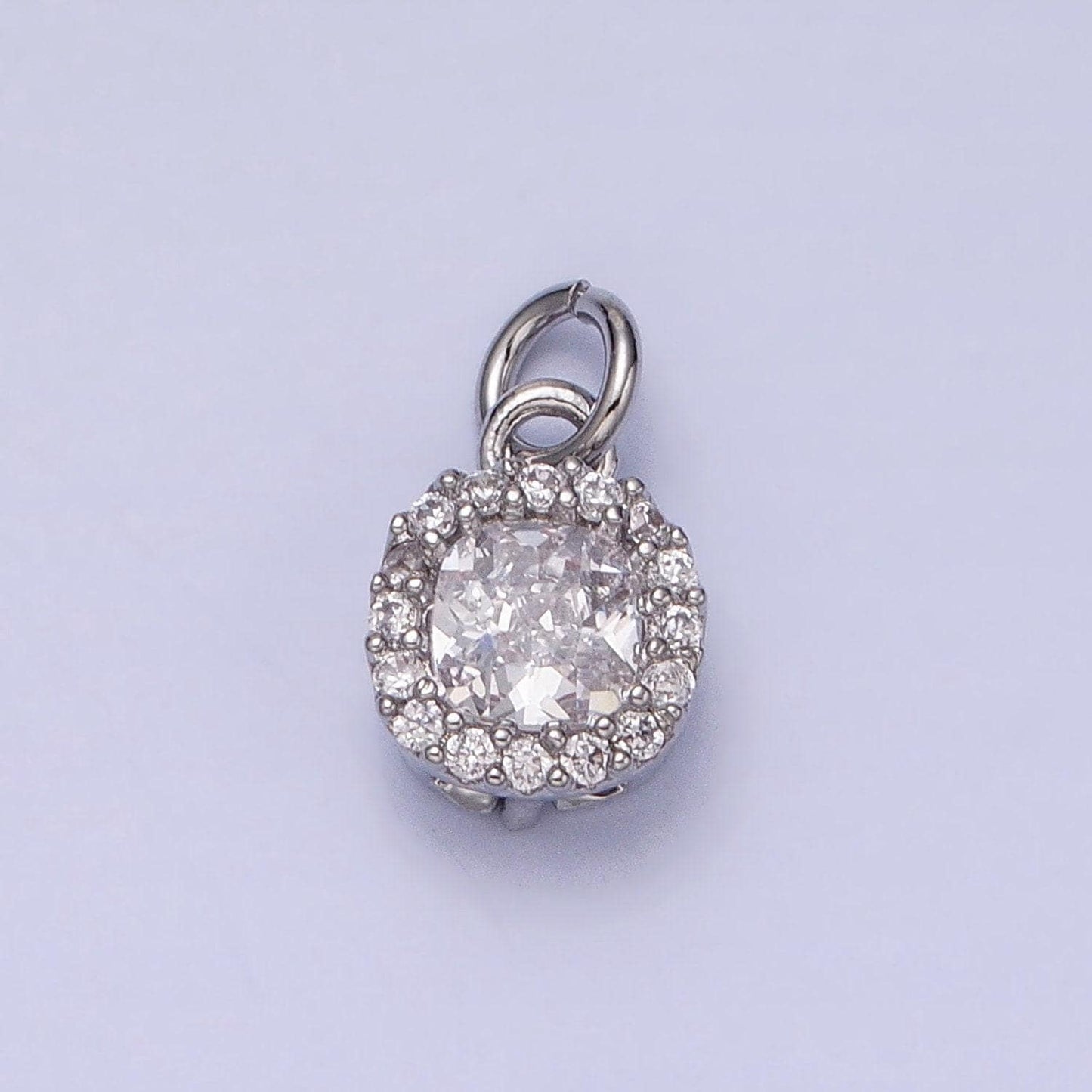 16k gold filled clear cz micro paved square round add-on charm in gold & silver | ac1253 ac1254